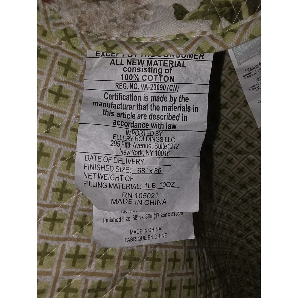 Waverly Emma's Garden Quilt Twin Size 1 Sham And Bed Skirt Shabby Chic 68x86